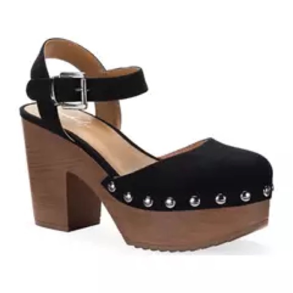 Black Platform Sandals with Studded Detail - Picture 1 of 7